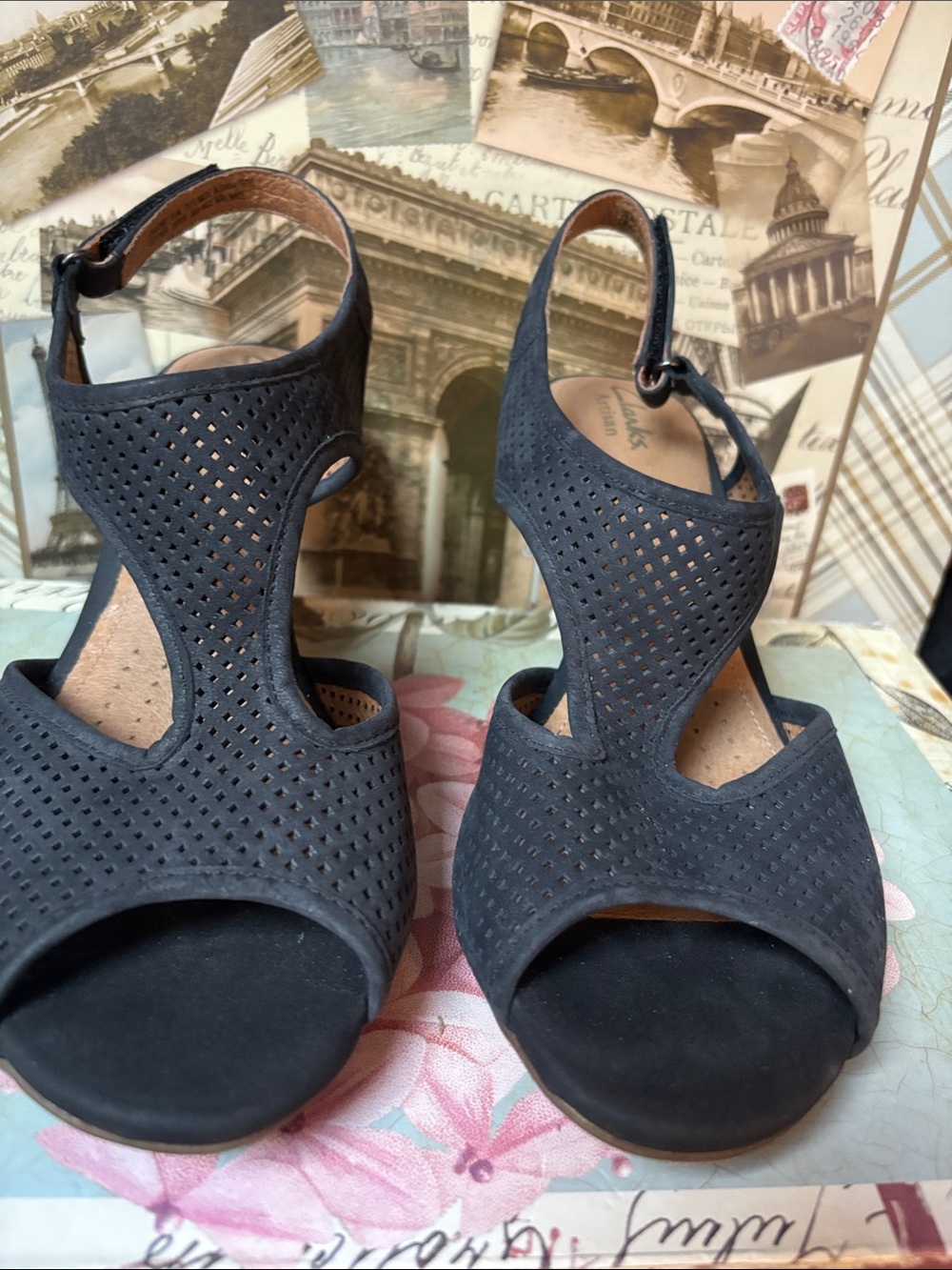 Clarks Evant Julie Heels Sandals Perforated Open Toe